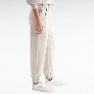 Express Cargo Joggers Pants Elastic Waist Pull On Ankle Cuff Cream XL / # 9138